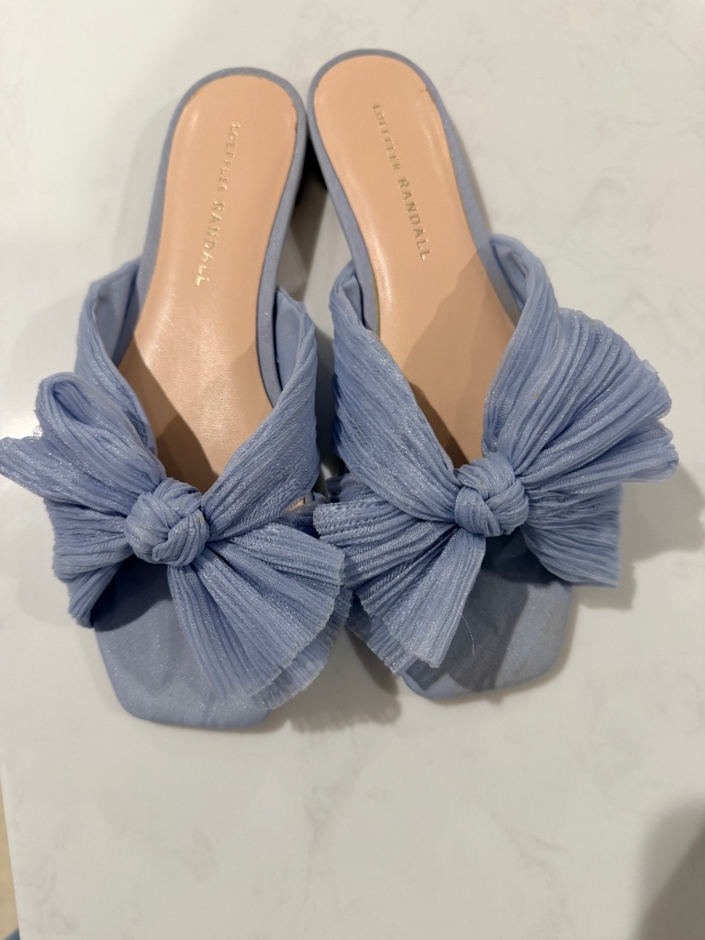 Loeffler Randall Daphne Blue Bow Slide Size 6.5 - Wedding Season